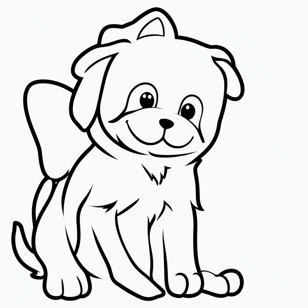 Adorable Puppy Coloring Book Line Art for Kids