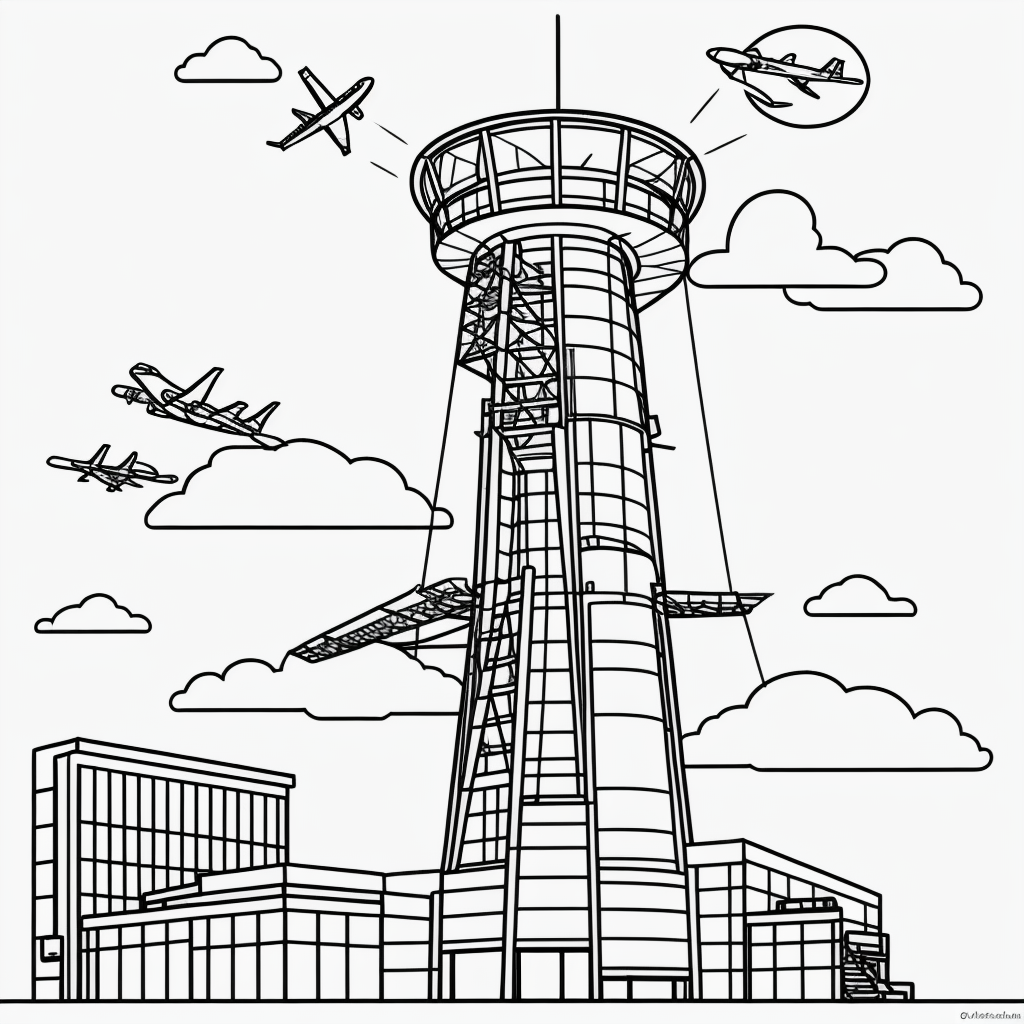 Explore Air Traffic Control Tower Line Art Fun