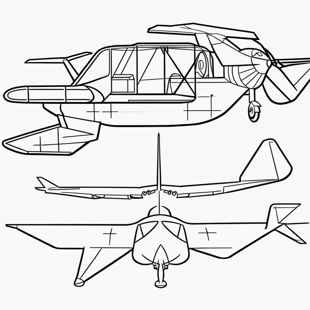 Explore Black and White Airplane Line Art