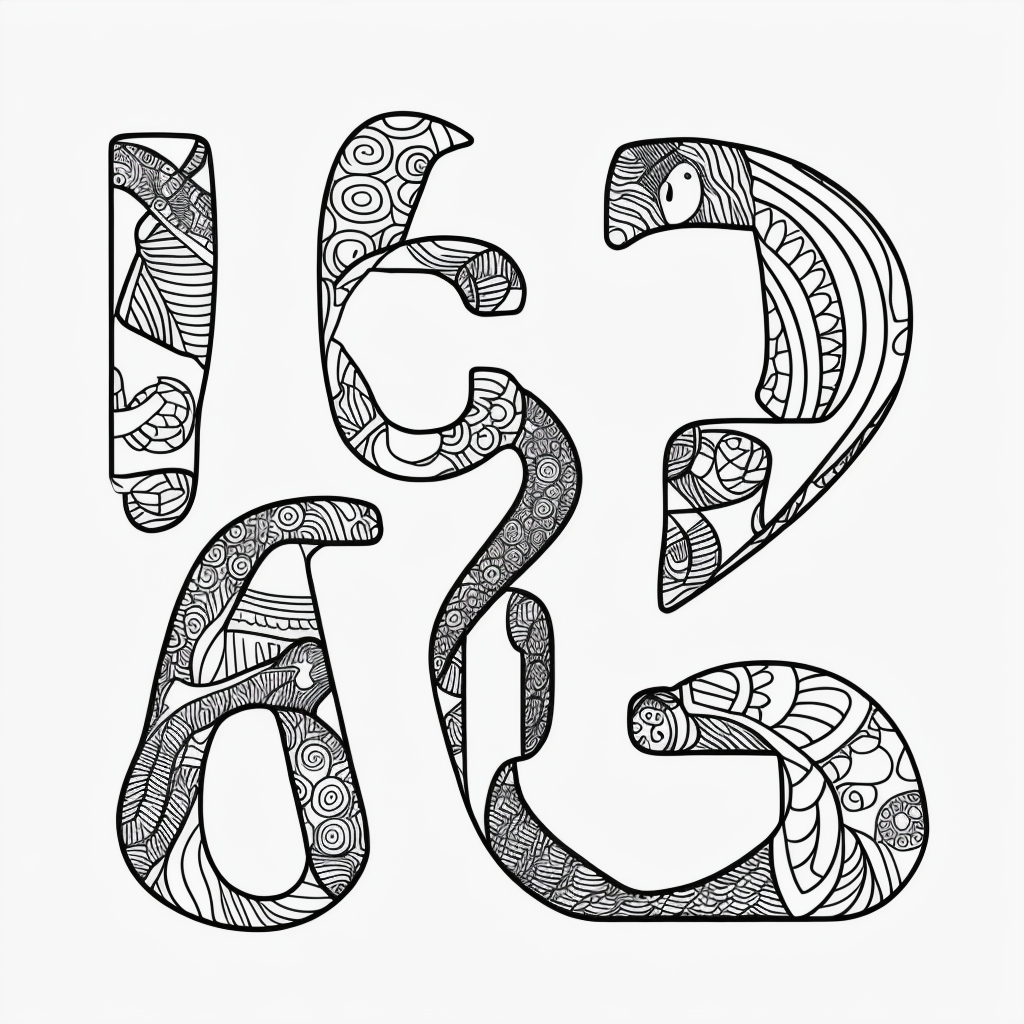 Alphabet Line Art Animals for Coloring Book Fun