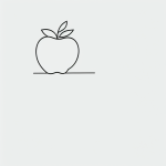 Black and white apple cartoon line art featuring simple outlines, perfect for coloring enthusiasts, with blank areas and no shading.