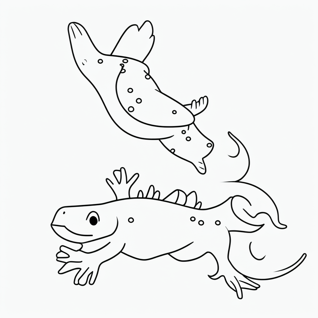 Axolotl Coloring Fun: Simple Outline Art for All Ages