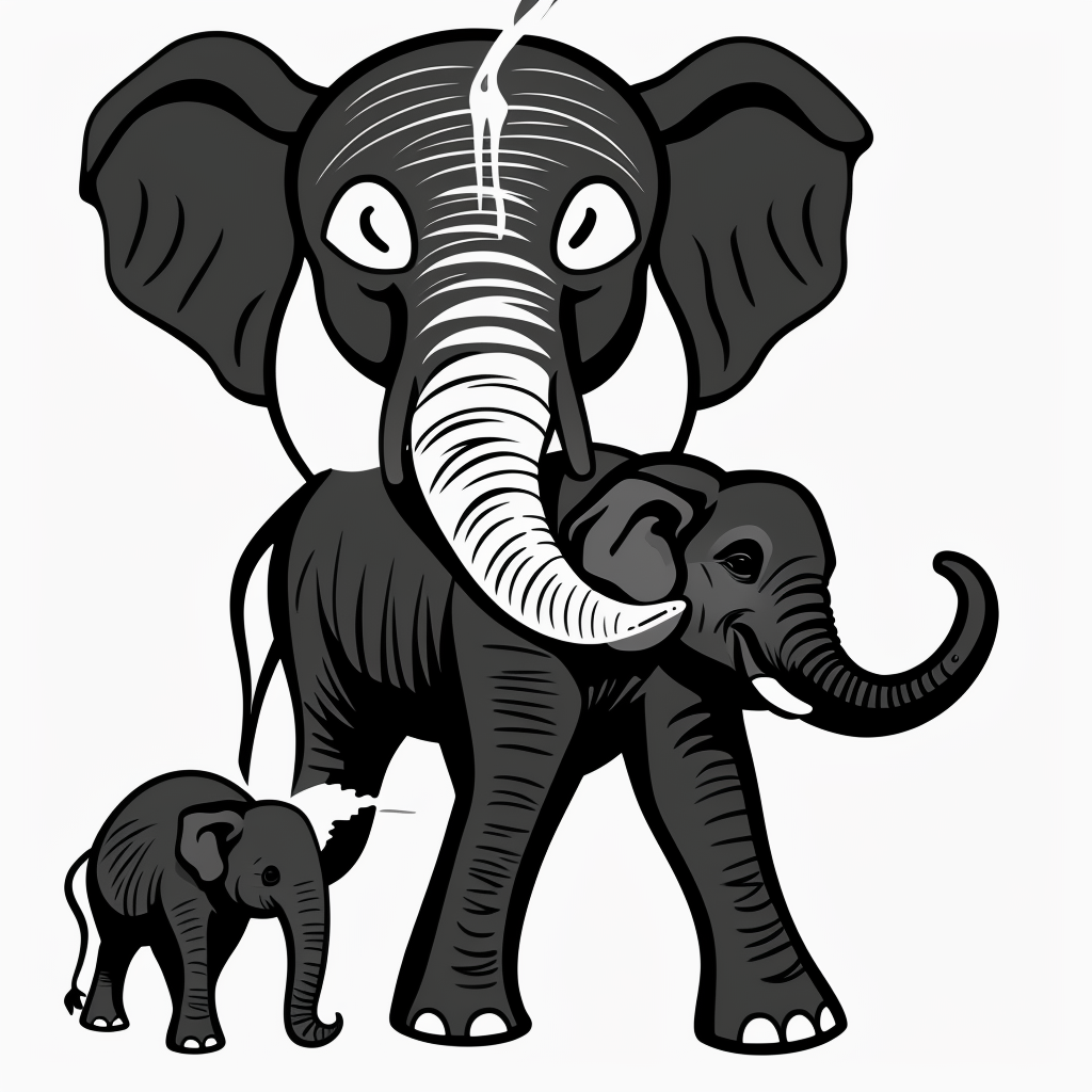 Baby Elephant Line Art for Coloring Book Lovers