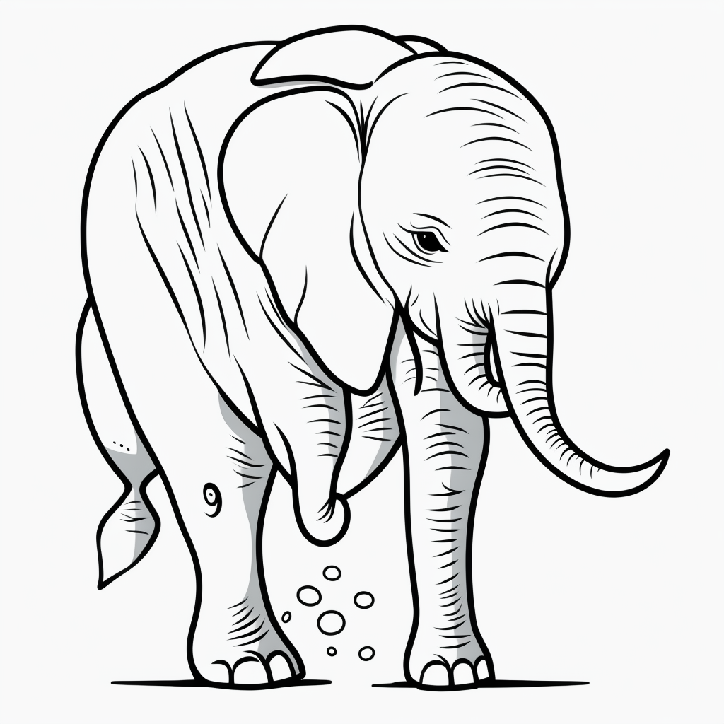 Printable Coloring Page: Baby Elephant Line Art Fun