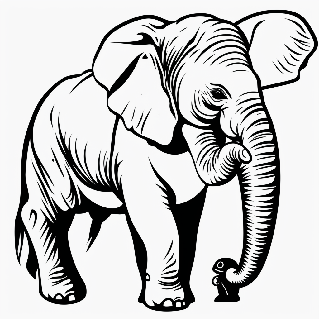 Adorable Baby Elephant Line Art for Coloring Fun