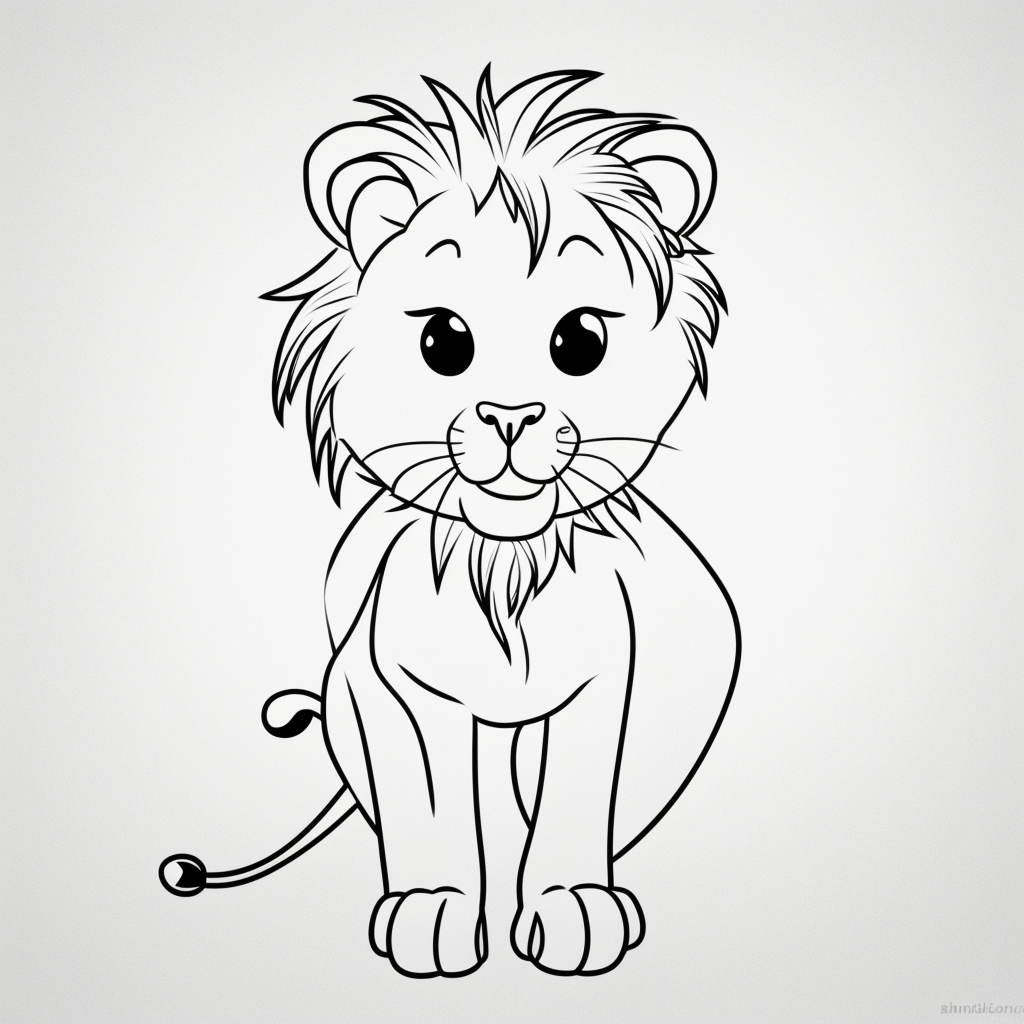 Explore Cute Baby Lion Cartoon Line Art for Kids
