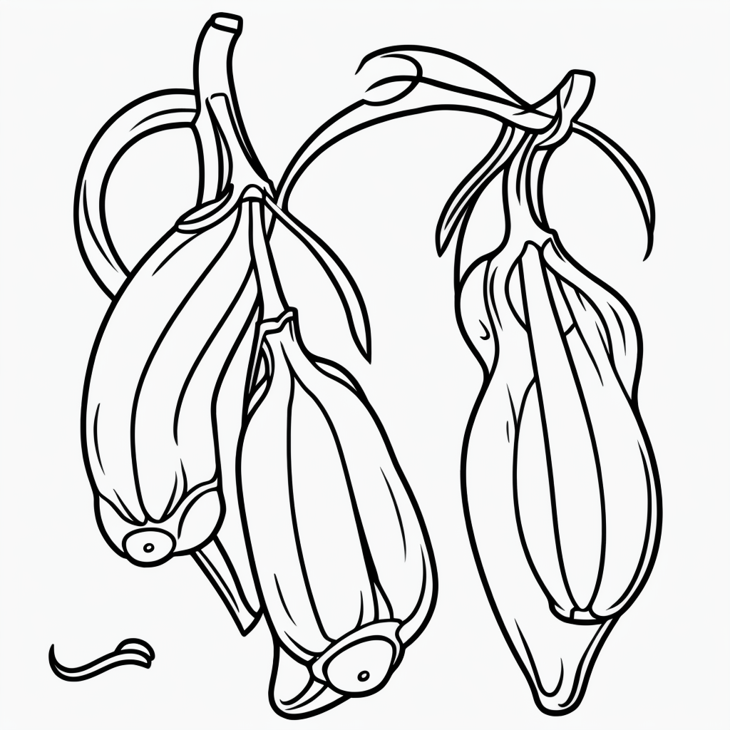 Explore Banana Cartoon Line Art for Coloring Fun