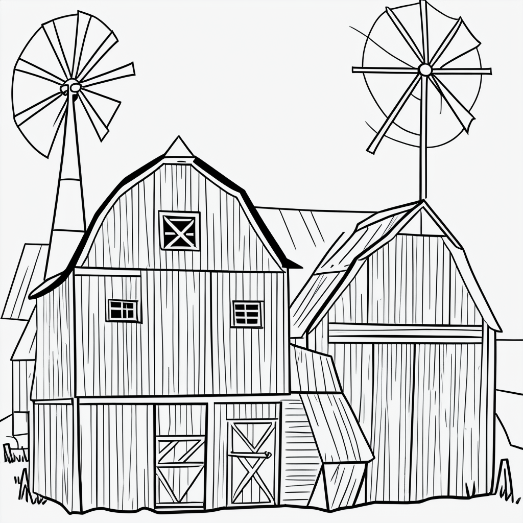 Charming Barn Line Art for Kids’ Coloring Fun