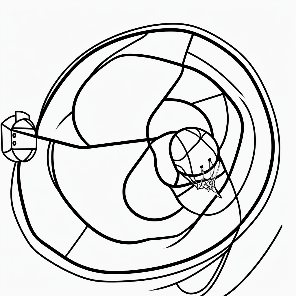 Basketball Hoop Cartoon Line Art for Coloring Fun