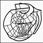Black and white line art of a basketball hoop, featuring simple outlines and blank fill areas for coloring enthusiasts.