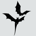Black and white line art of a bat flying with clean outlines and blank fill areas, perfect for coloring book enthusiasts looking for simple, uncolored designs.
