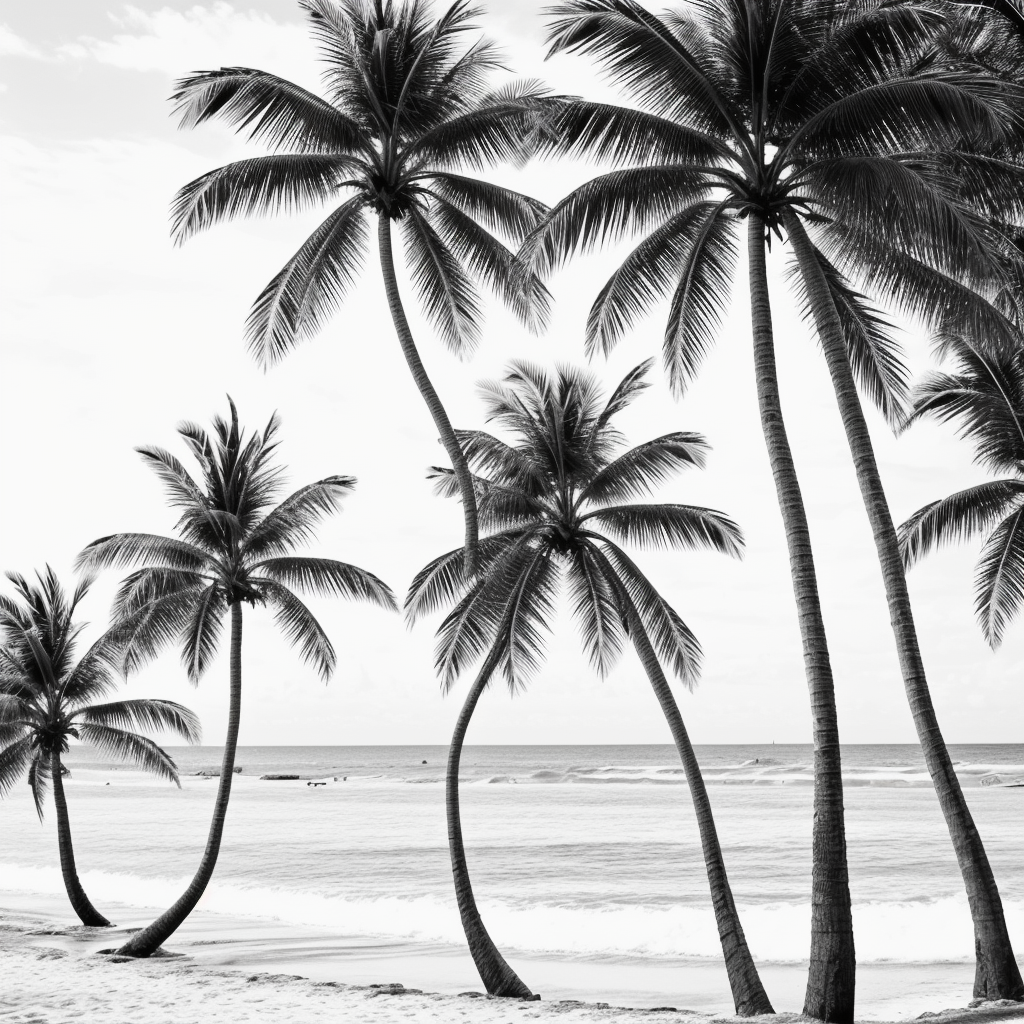 Explore Beach Palm Tree Line Art for Coloring Fun