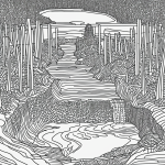 Black and white line art of a beaver building a dam, featuring clean outlines and uncolored areas perfect for coloring enthusiasts seeking a creative activity.