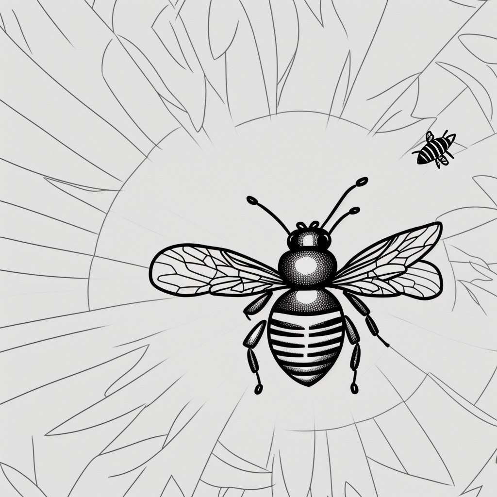 Explore Bee Cartoon Line Art for Coloring Fun