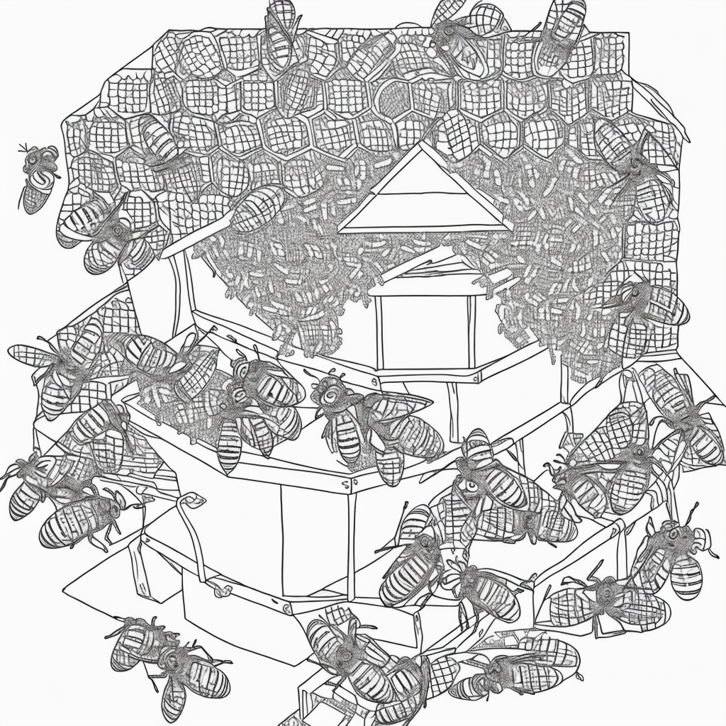Discover Beautiful Bee Hive Line Art for Coloring Fun