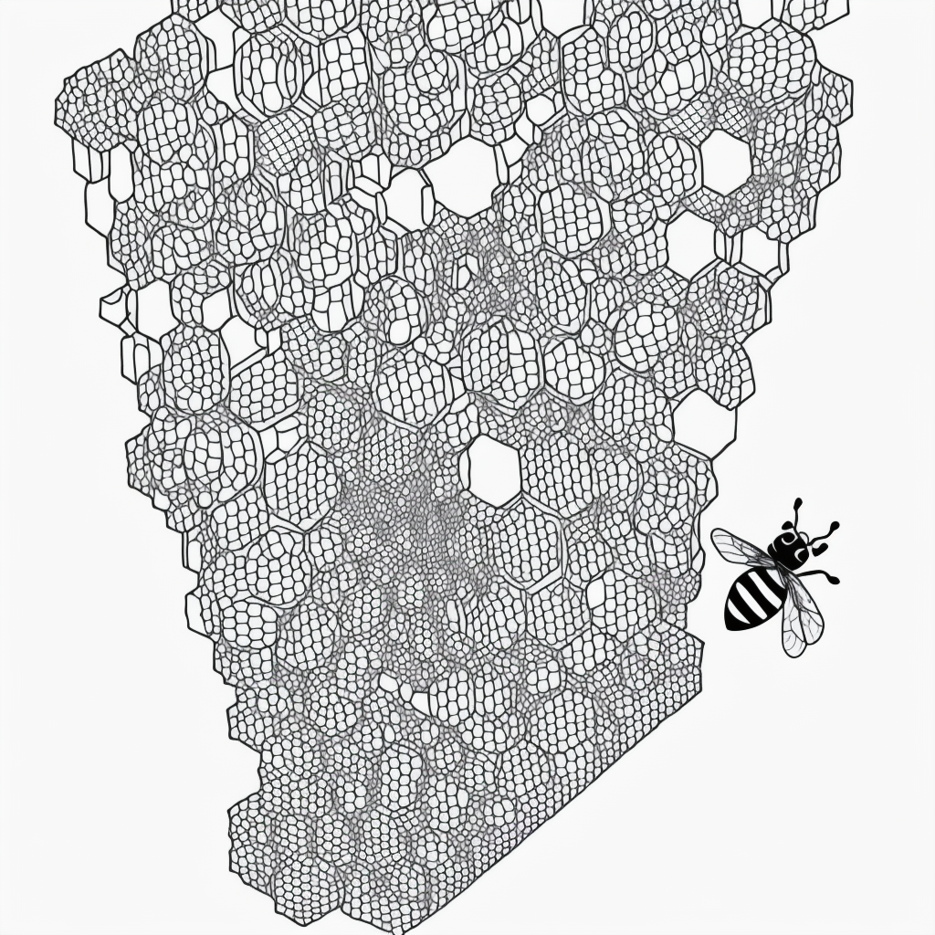 Explore Bee and Honeycomb Line Art for Coloring Fun