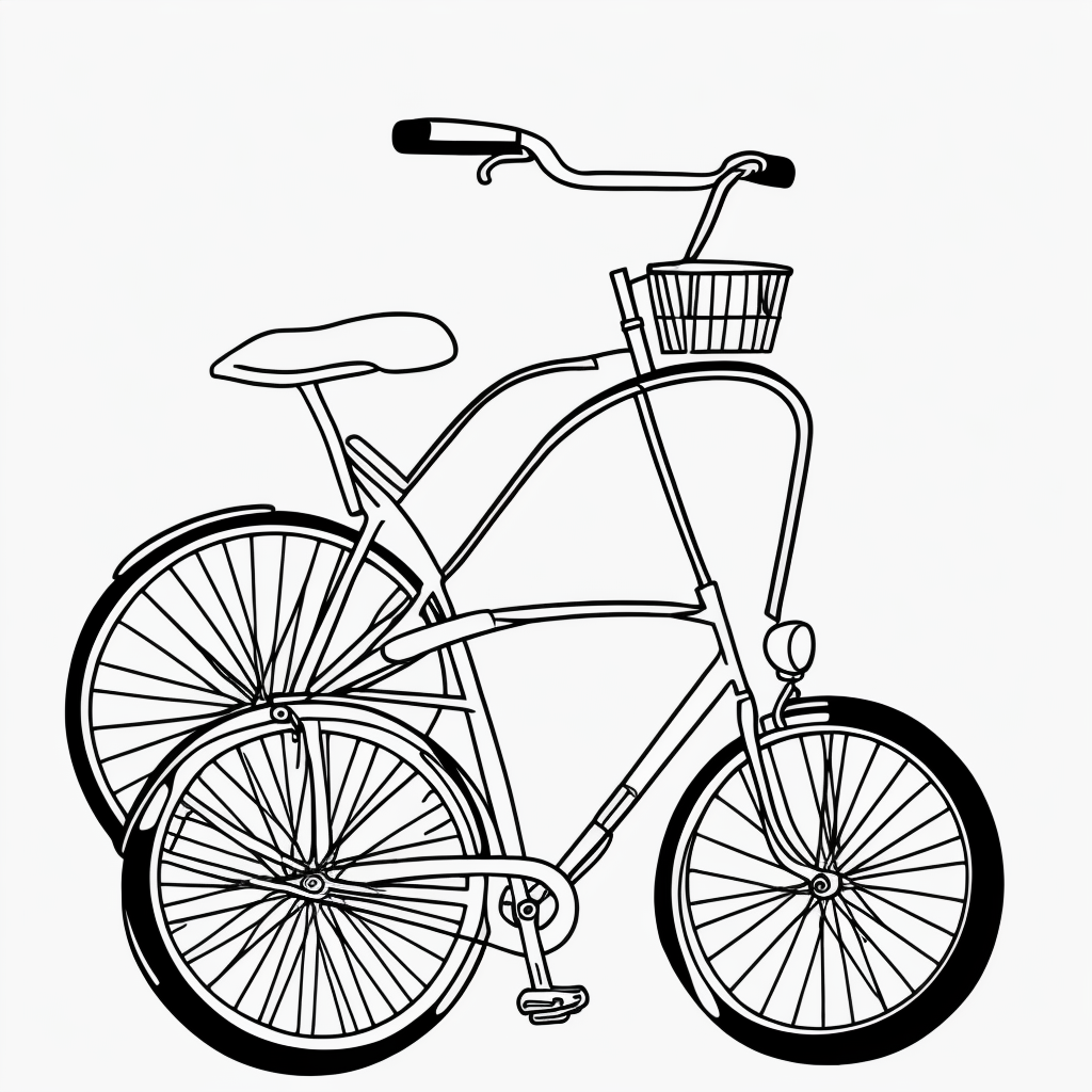 Explore Bicycle Cartoon Line Art for Coloring Fun