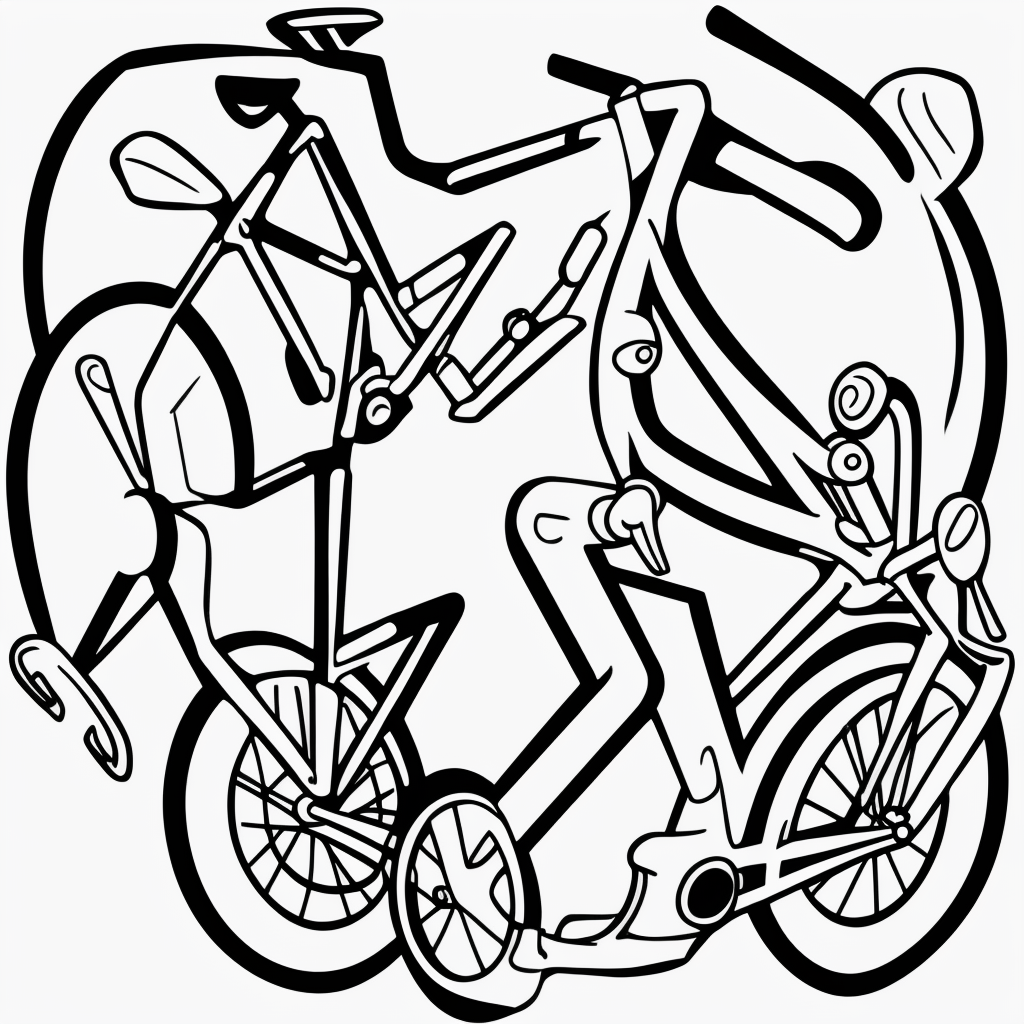 Explore Simple Bike Cartoon Line Art Coloring Fun