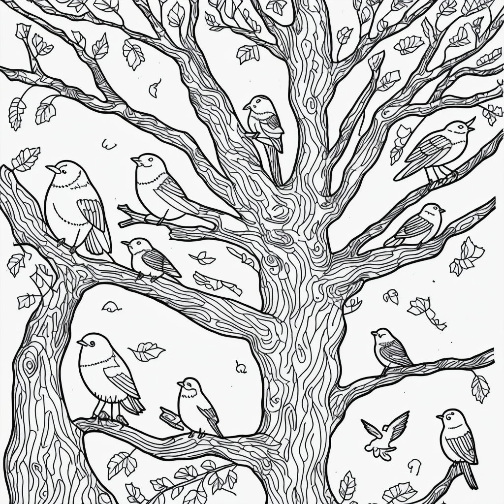 Printable Bird Line Art: Black & White Coloring Fun
