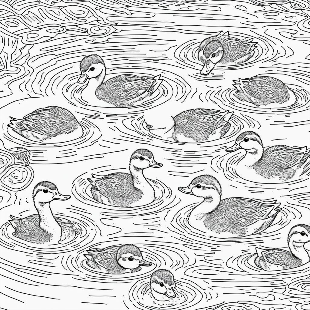 Explore Black and White Baby Ducklings Coloring Pages