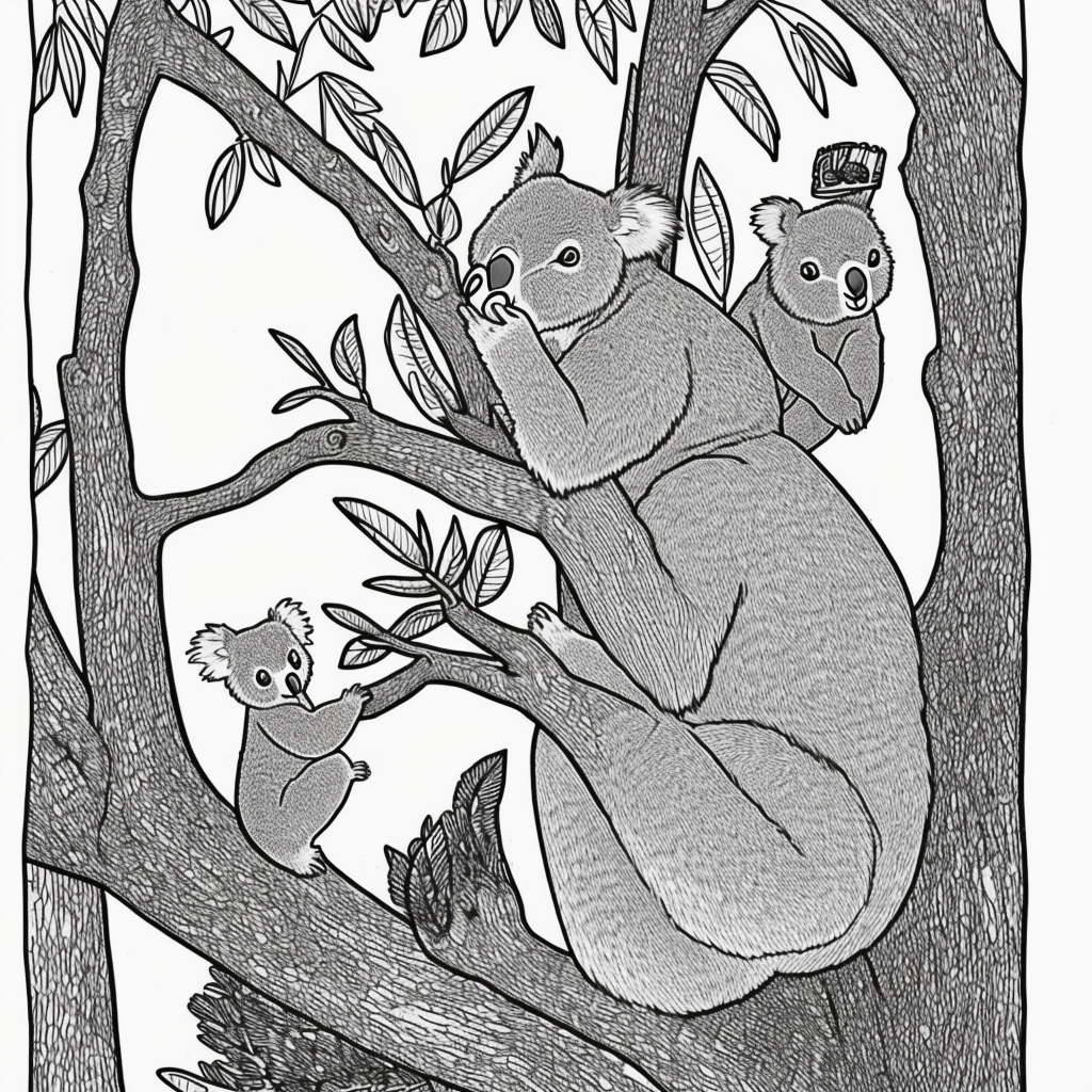 Explore Black and White Koala Coloring Pages