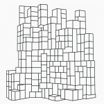 A simple black and white vector line art of stacked building blocks with bold clean outlines on a flat white background, perfect for printable coloring pages.
