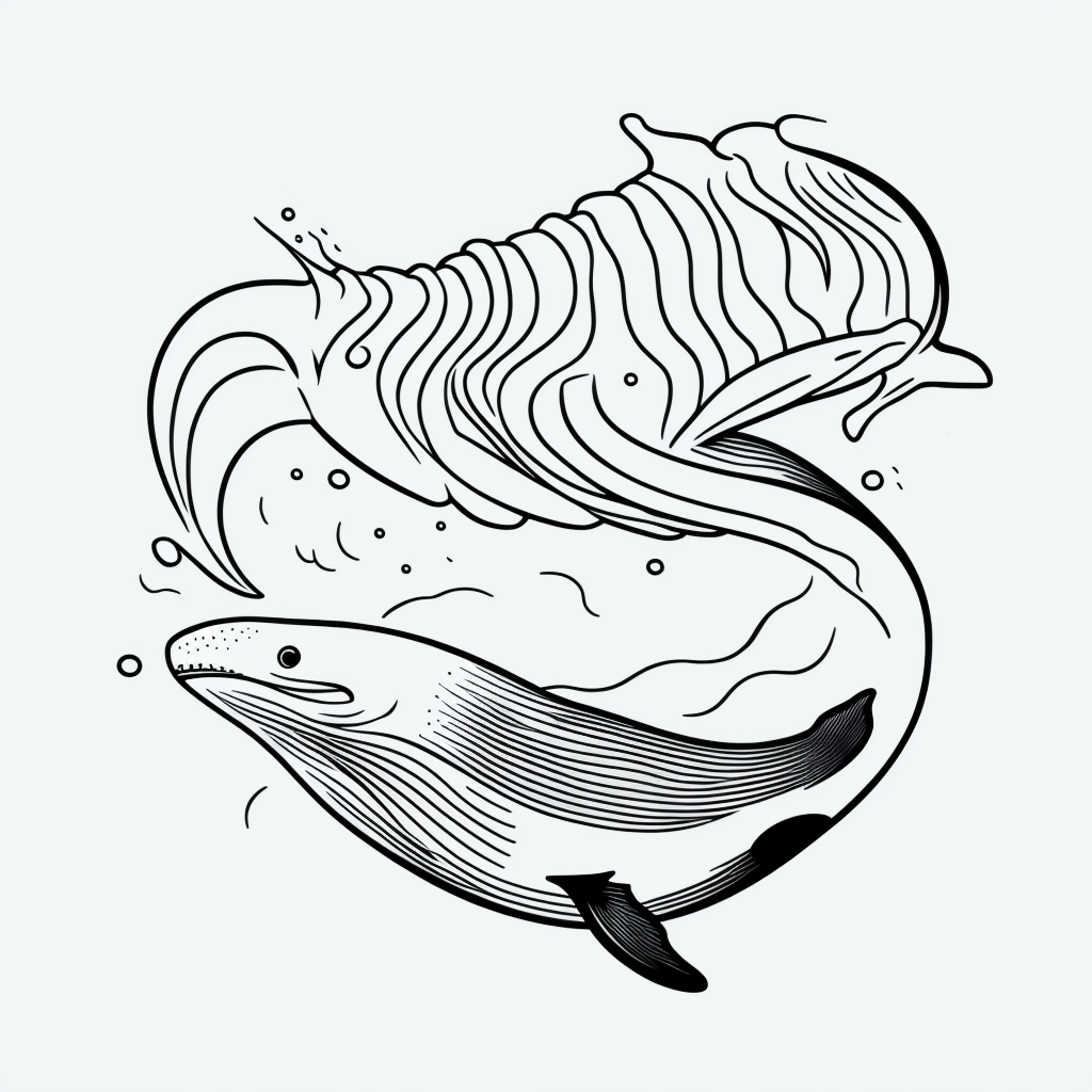 Explore Black and White Whale Line Art for Coloring
