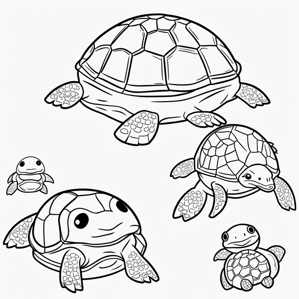 Discover Cute Baby Turtles in Black and White Coloring