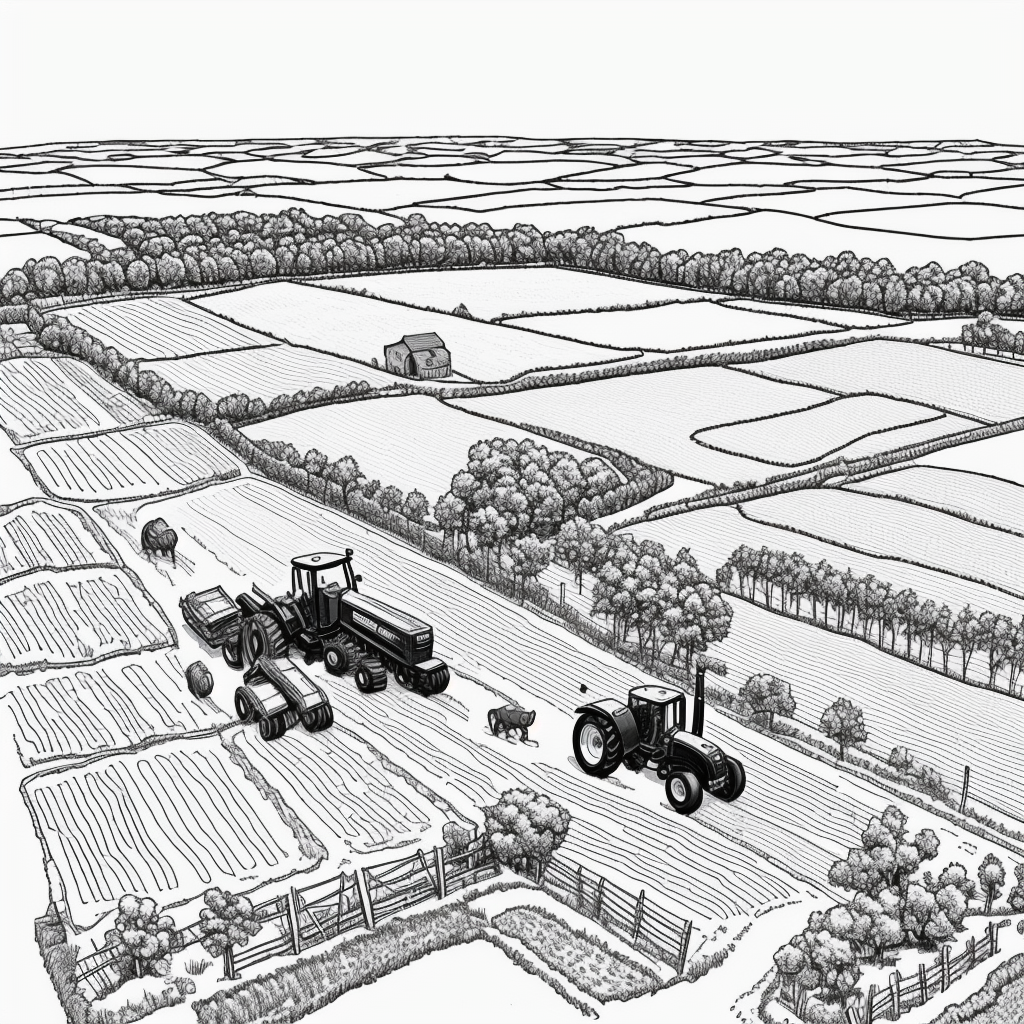 Explore Charming Black and White Farm Coloring Pages