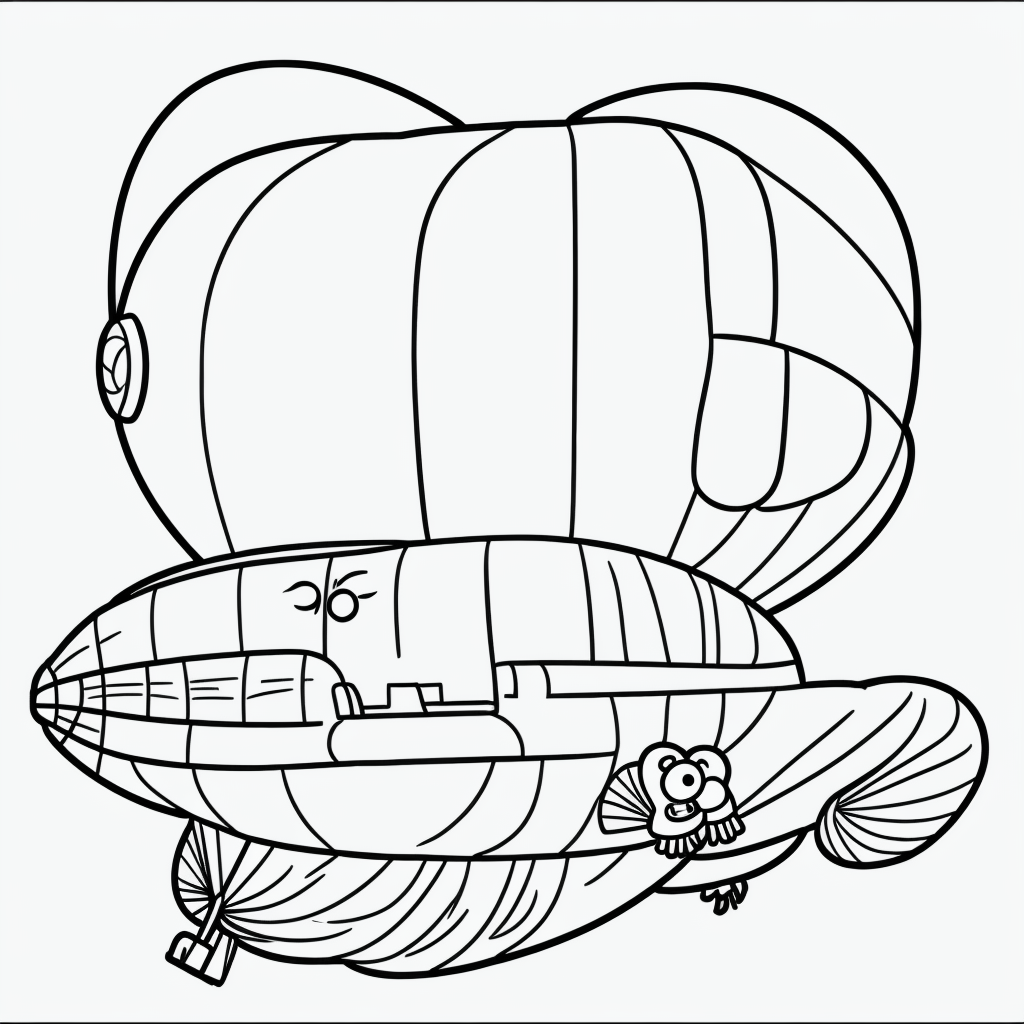 Explore Blimp Cartoon Line Art for Coloring Fun