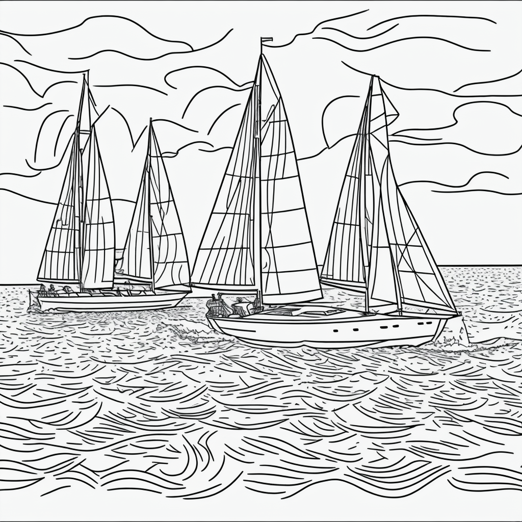 Explore Serene Boat Sailing Line Art for Coloring Fun