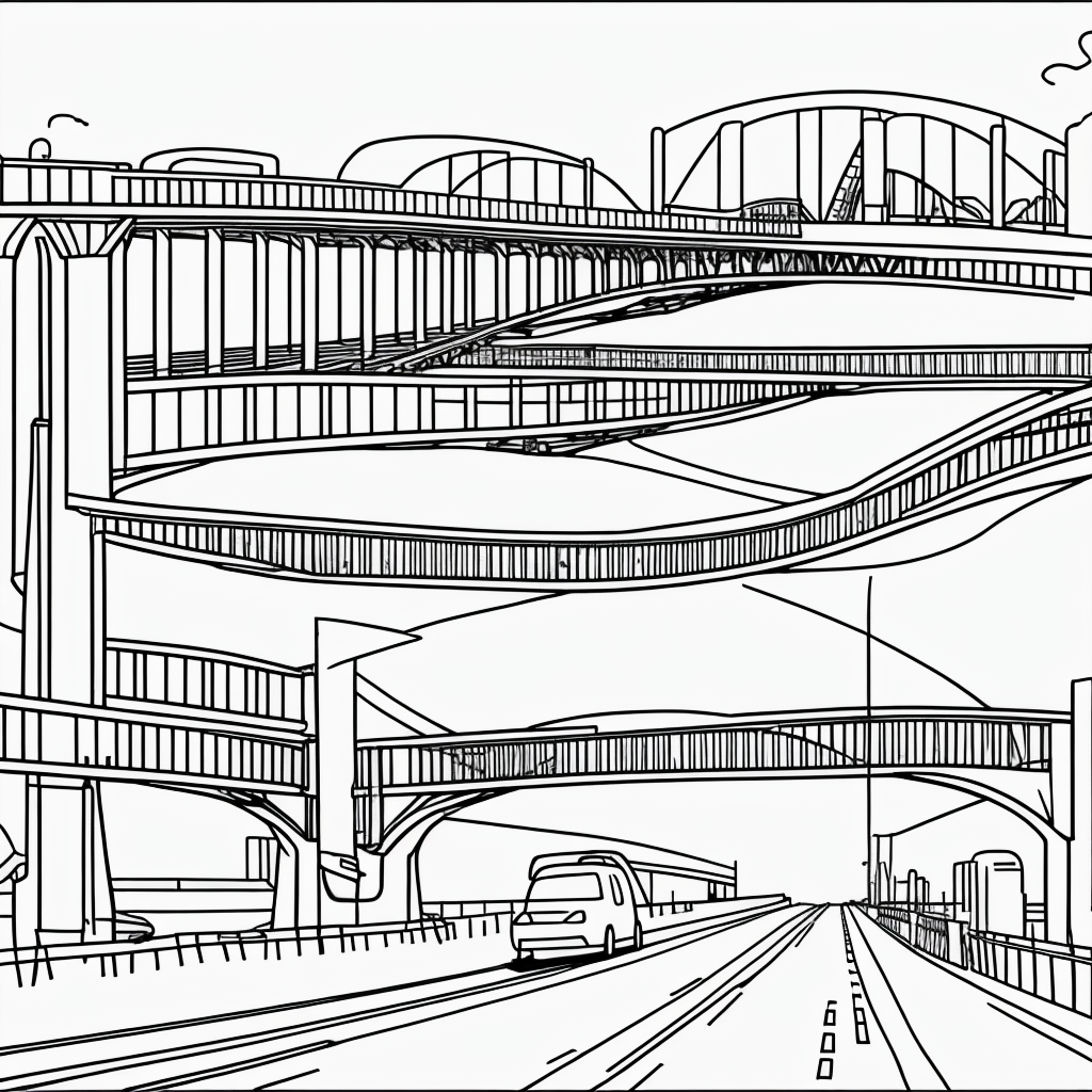 Explore Stunning Bridge Line Art for Coloring Fun