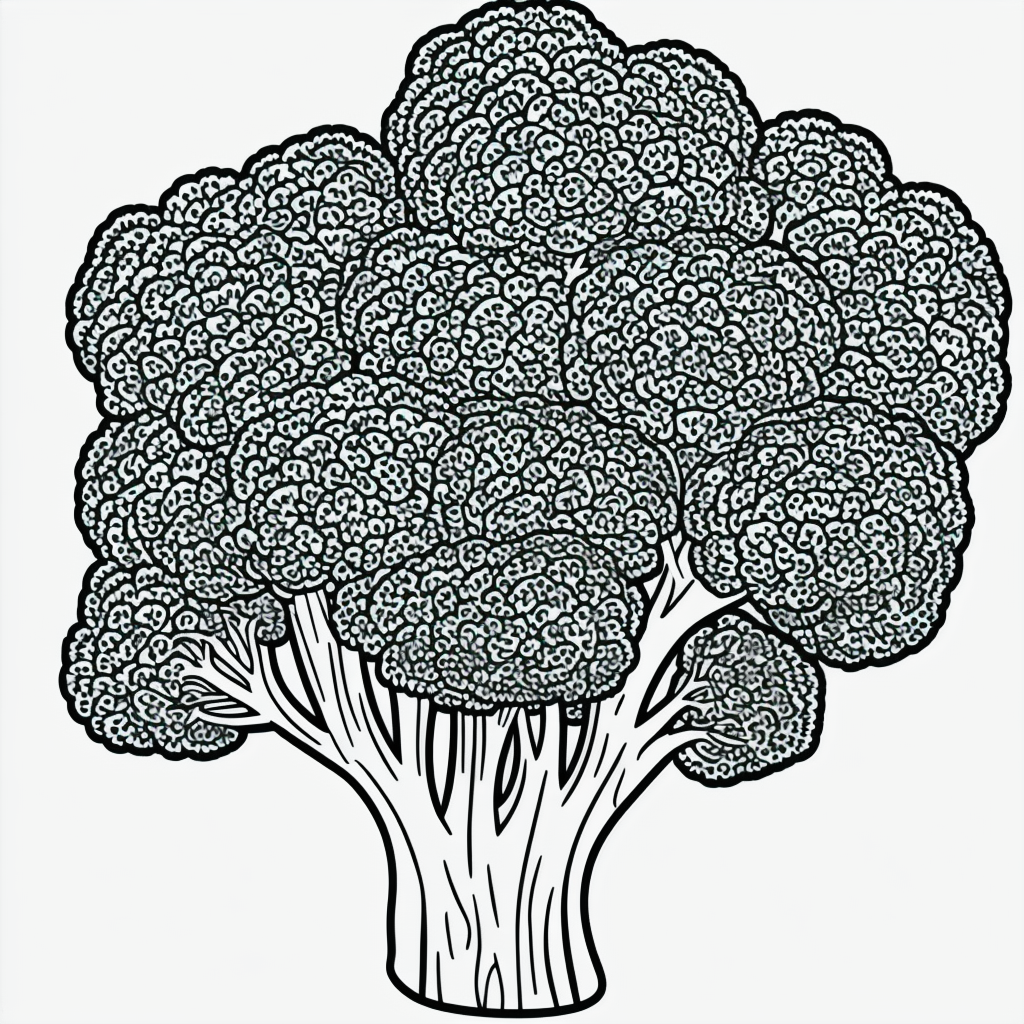 Broccoli Cartoon Line Art Perfect for Coloring Fun