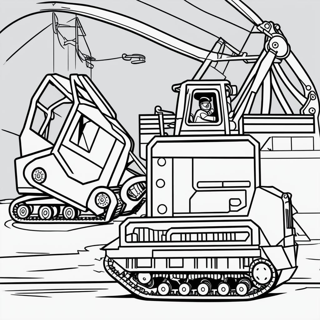 Explore Simple Bulldozer Cartoon Outline Art