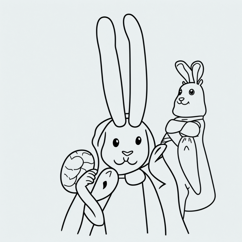 Charming Bunny with Carrot: A Coloring Delight