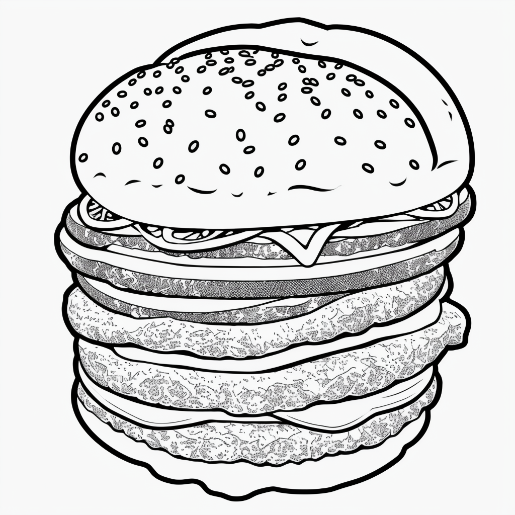 Explore Creative Burger Cartoon Line Art for Coloring Fun