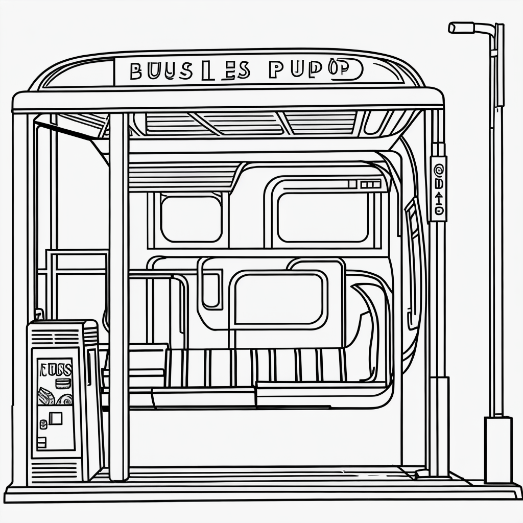 Explore Bus Stop Scenes in Black and White Art