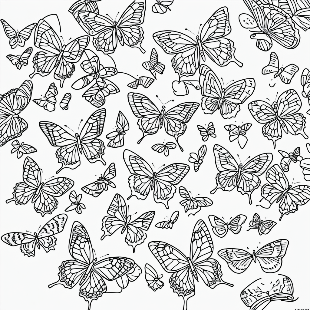 Explore Butterflies and Flowers Line Art Coloring Fun