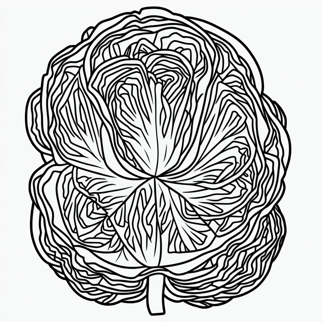 Cabbage Cartoon Line Art for Coloring Book Fans