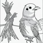 Black and white line art of a canary with simple outlines and blank fill areas, designed for coloring book style. No shading or gradients, on a white background.