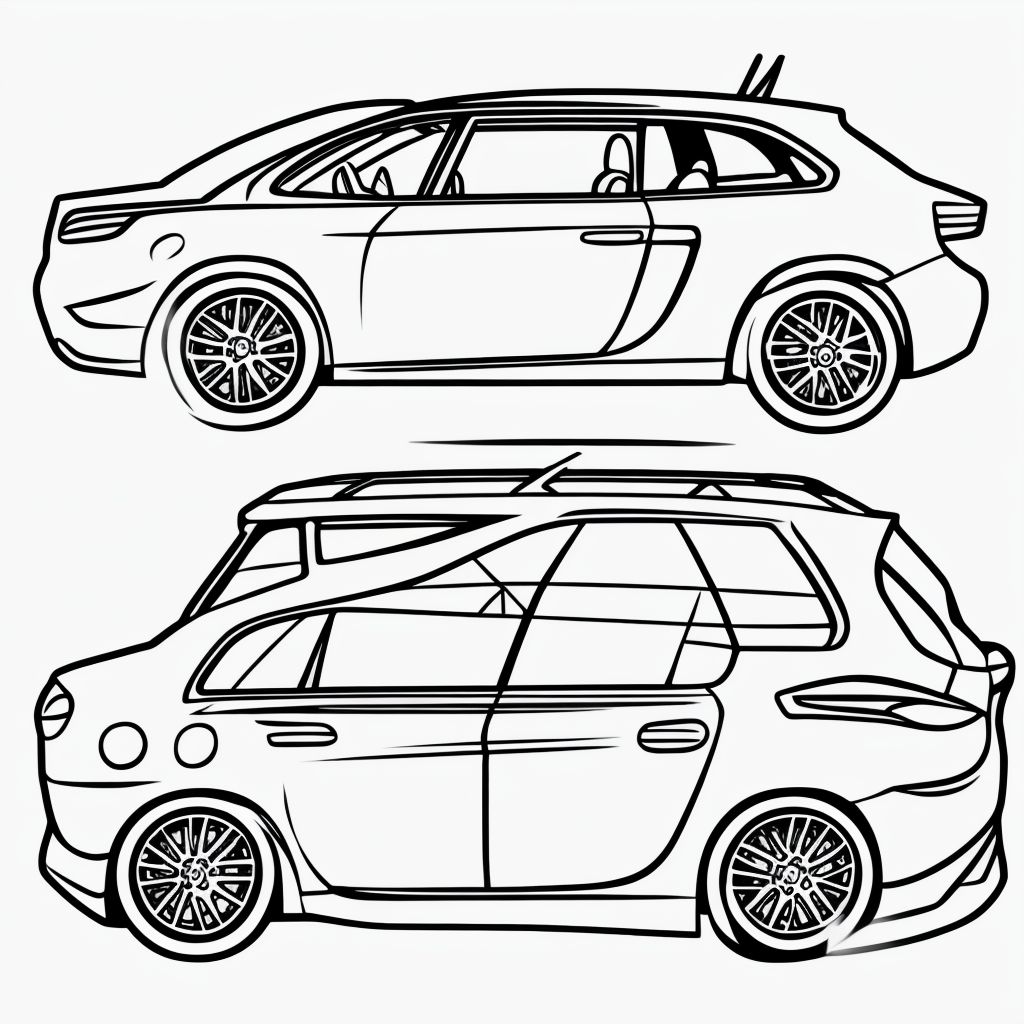 Create Stunning Car Cartoon Line Art for Coloring