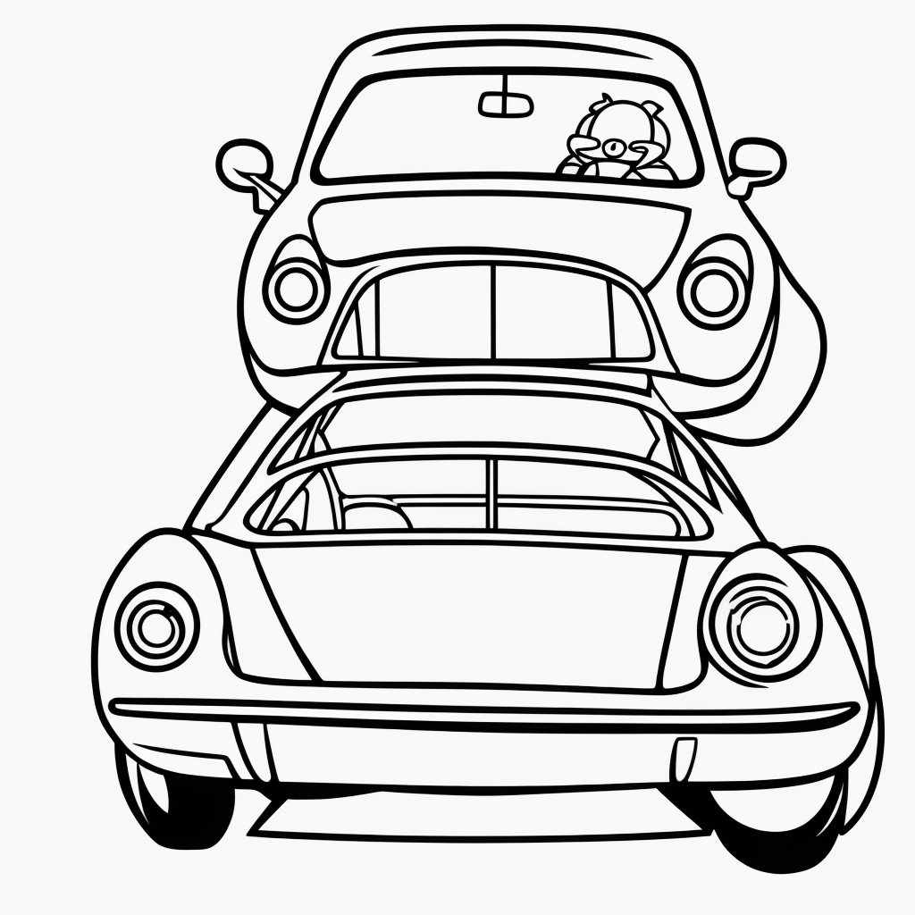 Explore Simple Car Cartoon Line Art for Coloring Fun