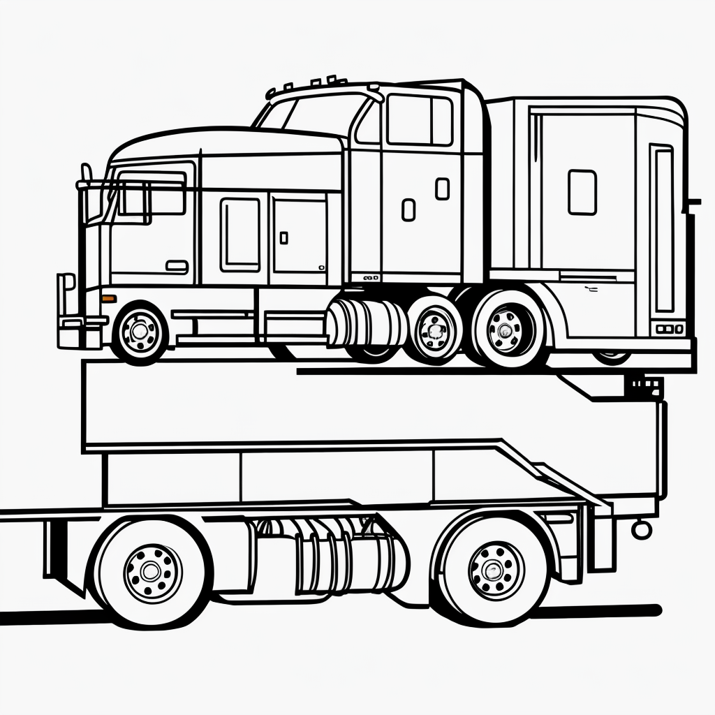 Explore Car Transporter Truck Line Art Coloring Fun