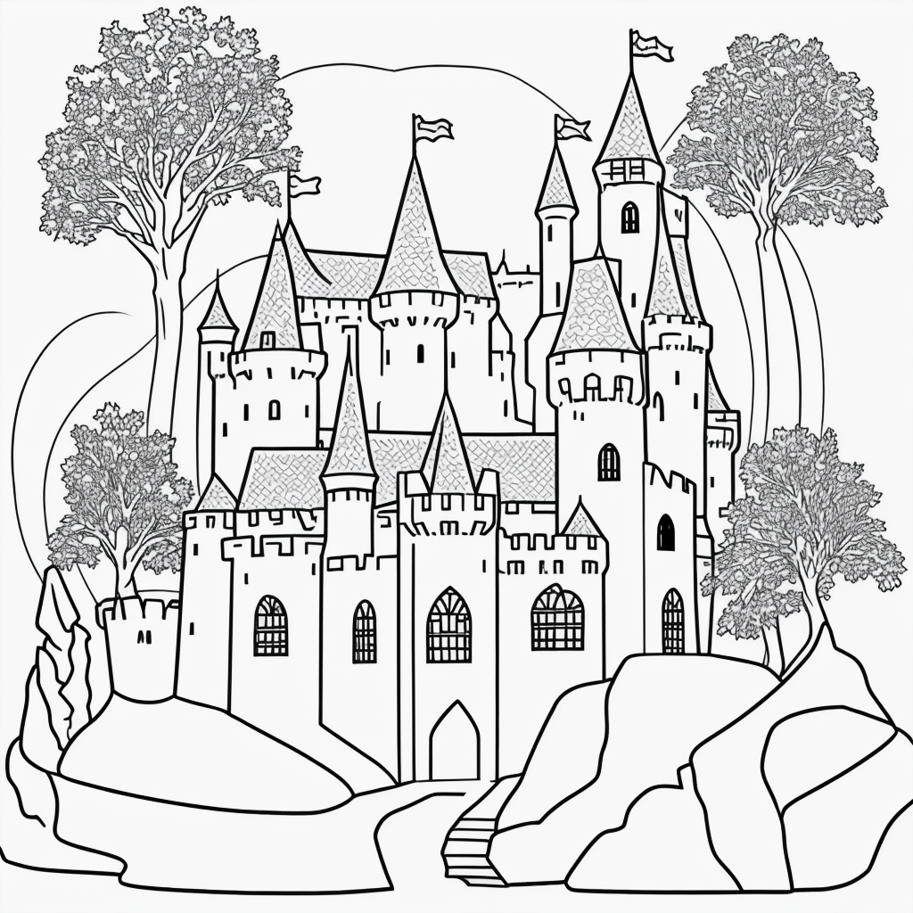 Explore Stunning Castle Line Art for Coloring Fun