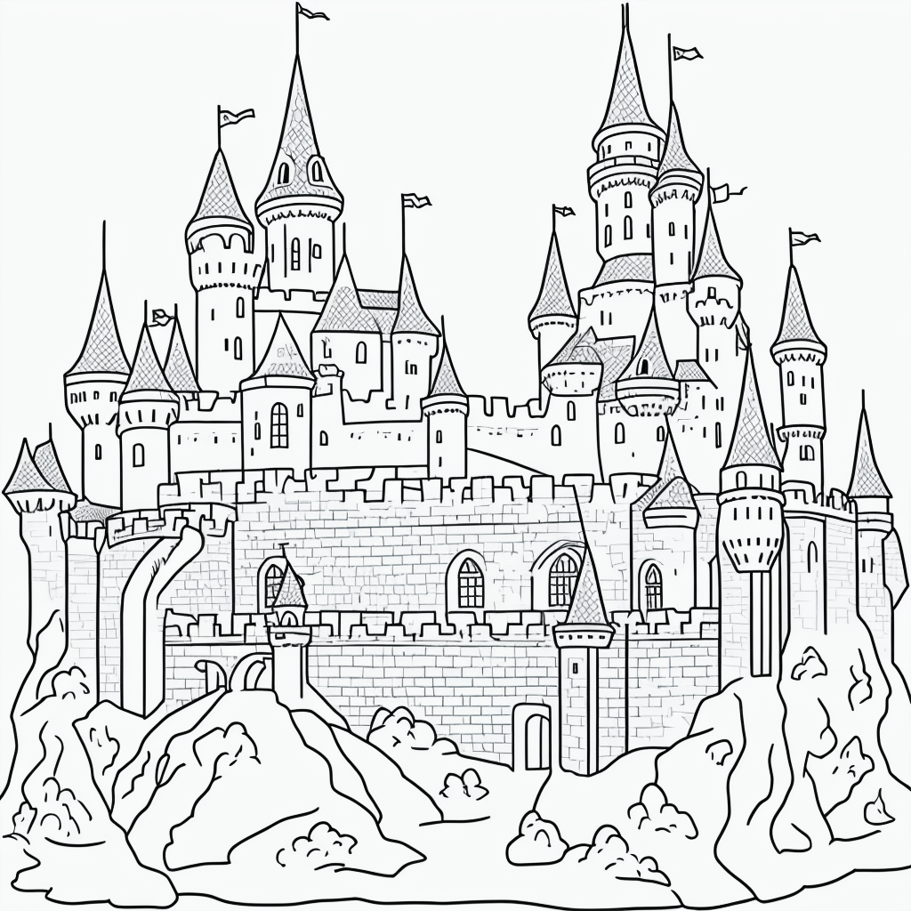 Explore Castle on a Hill: Line Art Coloring Inspiration