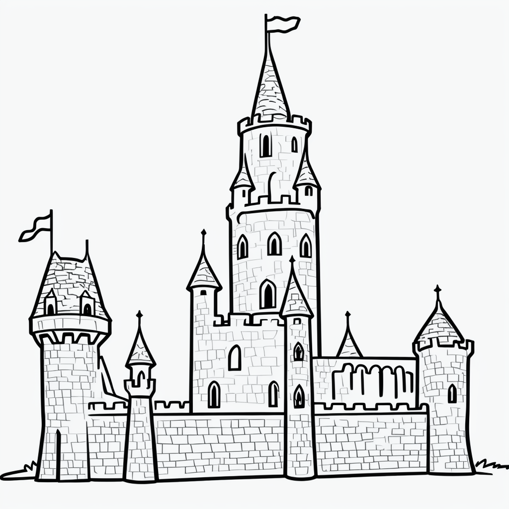 Explore Castle Tower Cartoon Outlines for Coloring Fun