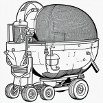 A simple black and white line art of a cement mixer in cartoon style, with clean outlines and uncolored fill areas, perfect for a coloring book.