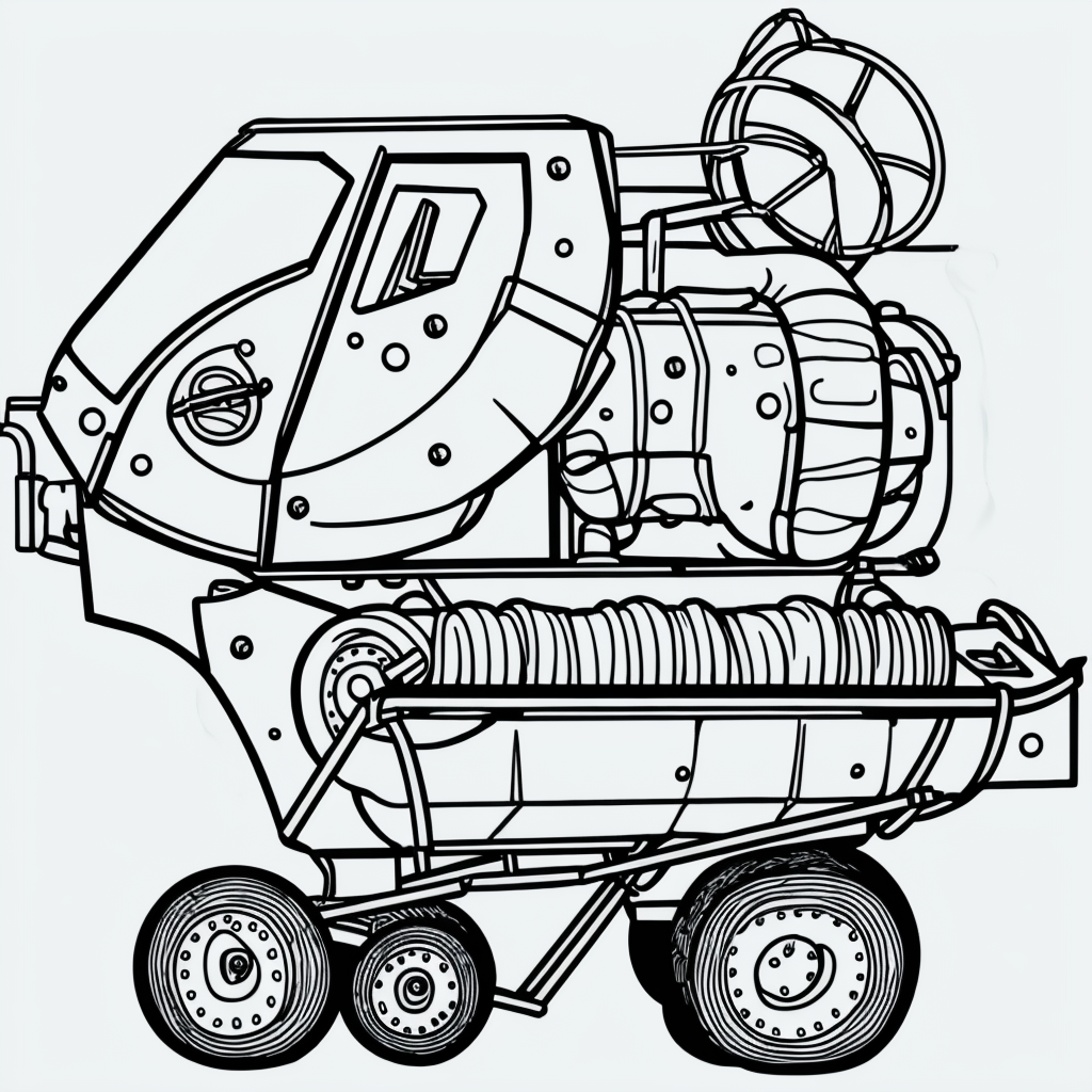 Coloring Fun with Cement Mixer Truck Line Art