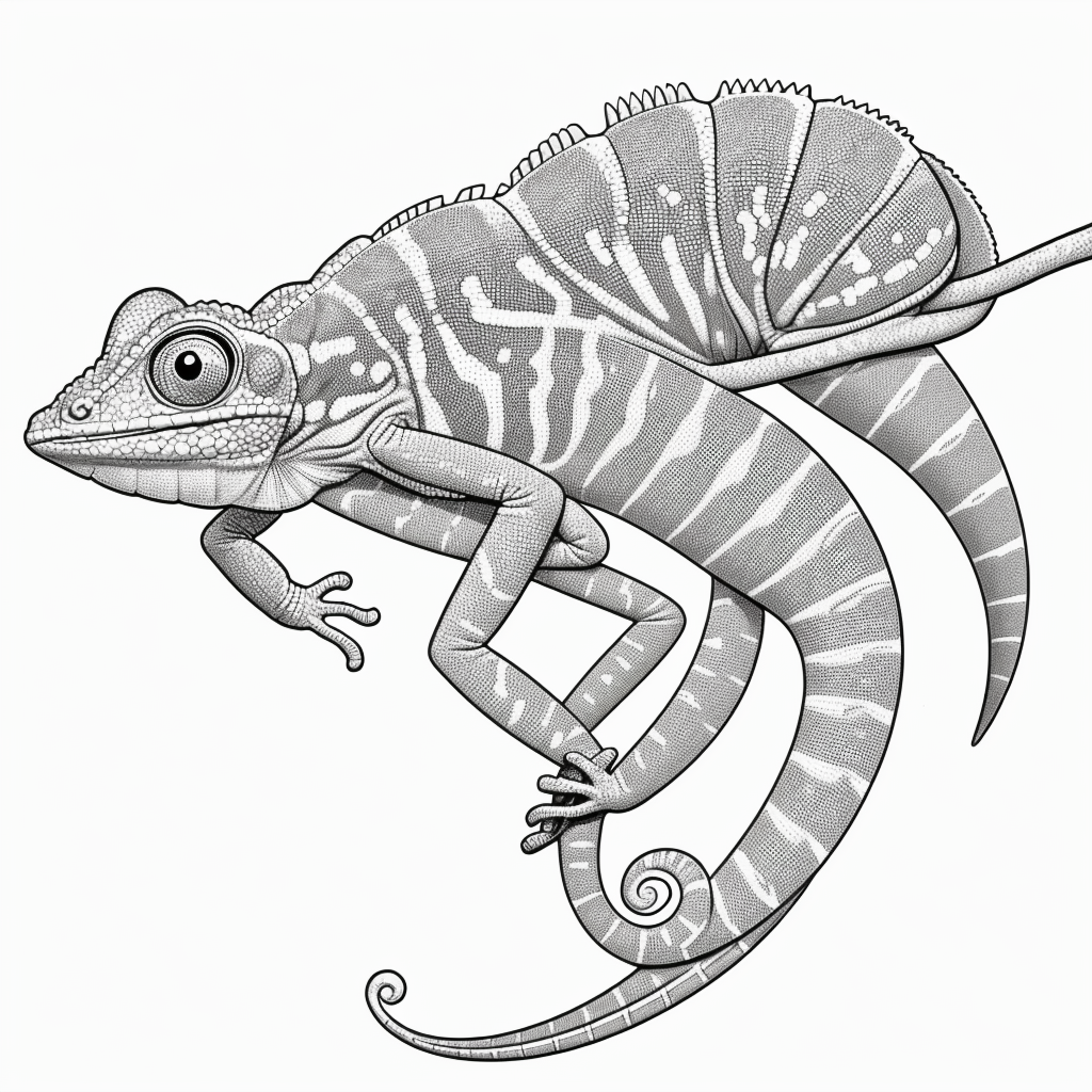 Chameleon Cartoon Line Art for Coloring Enthusiasts