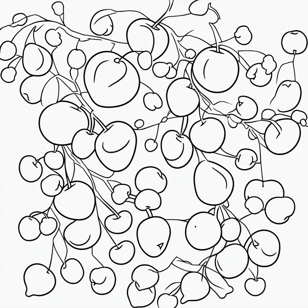 Create Stunning Cherry Cartoon Line Art for Coloring